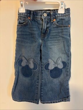 GAP Girls Blue Denim Flare Jeans with Bow Patch Knees